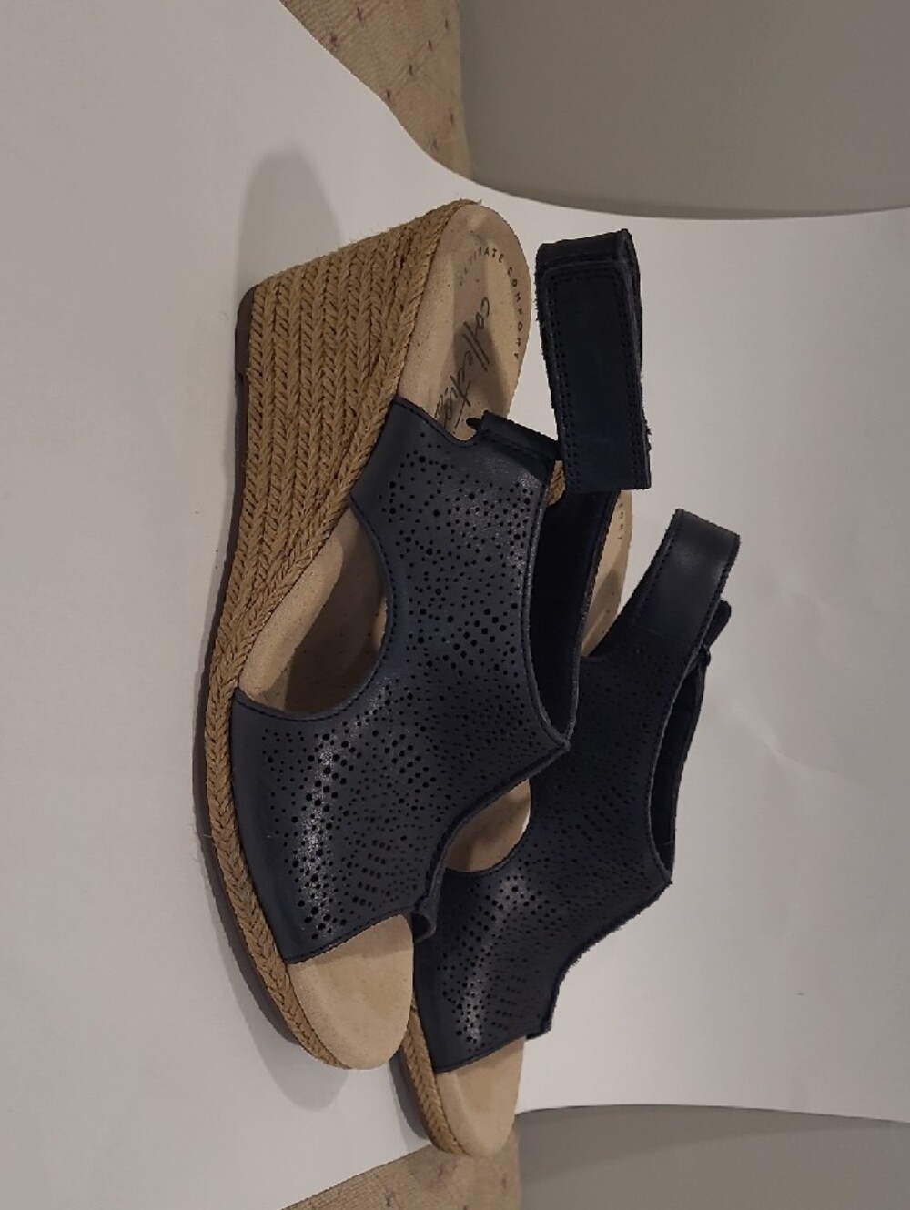 Clarks Black Perforated Open-Toe Slingback Sandals - Picture 2 of 4